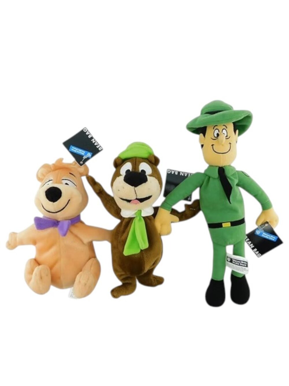 YOGI BEAR, Boo-Boo and Ranger Rick Set Hanna-Barbera Warner Bros. Bean Bag Plush